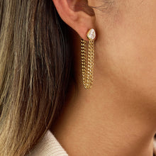 Load image into Gallery viewer, Stainless steel zircon chain tassel earrings
