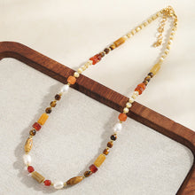 Load image into Gallery viewer, Tiger&#39;s eye red agate natural stone handcrafted beaded necklace