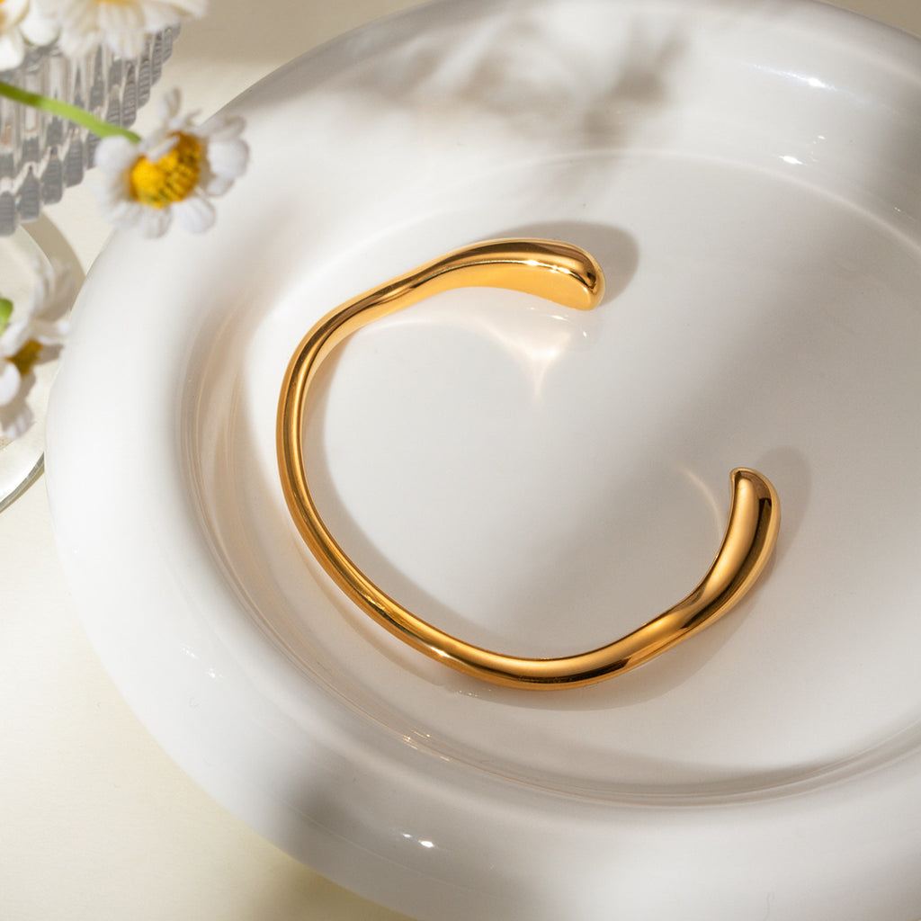 Golden 18K stainless steel open bracelet