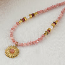 Load image into Gallery viewer, Pink natural stone handcrafted beaded necklace
