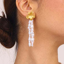 Load image into Gallery viewer, Stainless steel imitation pearl beaded tassel earrings