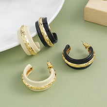 Load image into Gallery viewer, Double-color enamel drop glaze C-shaped ear rings