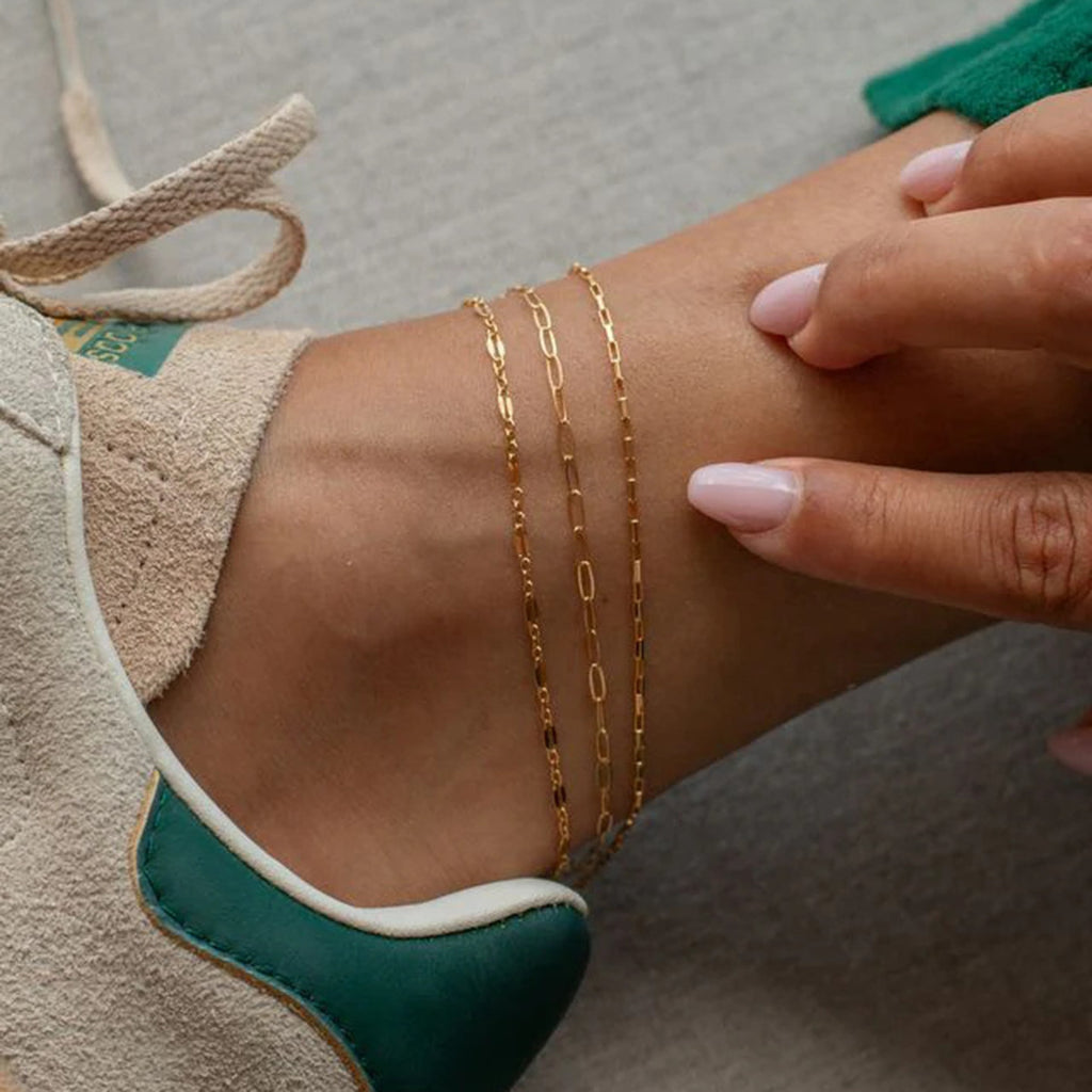 18K gold three-layer stainless steel anklets