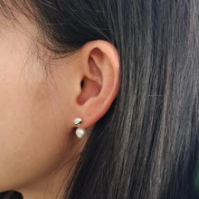 Load image into Gallery viewer, Brass gold-plated small gold bean freshwater pearl 925 silver needle earrings