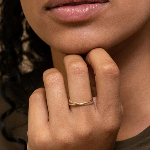 One stainless steel double-ring wound ring