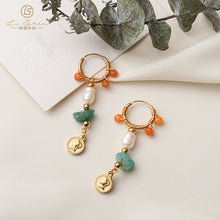 Load image into Gallery viewer, Colored natural stone long earrings
