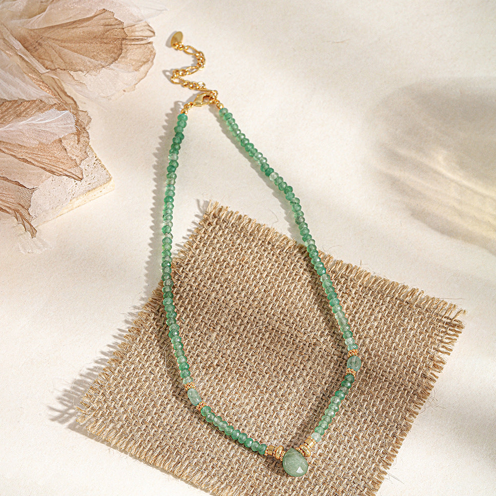 Green Dongling Natural stone handcrafted beaded necklace