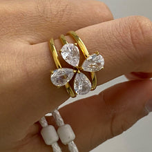 Load image into Gallery viewer, A 3-piece set of stainless steel diamond-encrusted stackable rings
