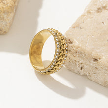 Load image into Gallery viewer, Stainless steel 18K gold double-layer zircon welded chain ring