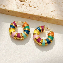 Load image into Gallery viewer, Colored enamel drop oil round earring