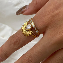 Load image into Gallery viewer, A three-piece set of stainless steel zirconium-encrusted rings that can be stacked
