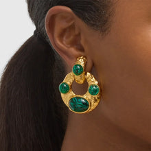 Load image into Gallery viewer, Malachite stainless steel stud earrings