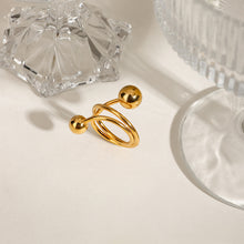 Load image into Gallery viewer, Golden stainless steel small round ball open ring