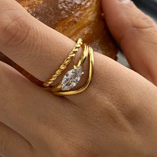 Load image into Gallery viewer, Stainless steel diamond stackable ring set