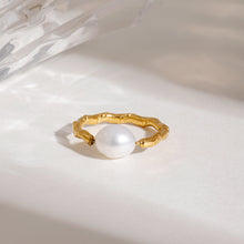 Load image into Gallery viewer, Stainless steel pearl twisted knot open ring