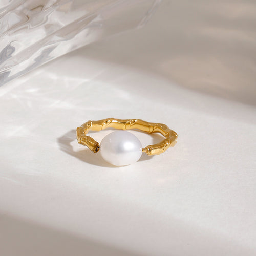 Stainless steel pearl twisted knot open ring