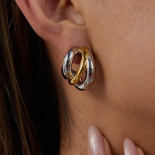 Load image into Gallery viewer, Stainless steel gold and silver color-matched C-shaped earrings