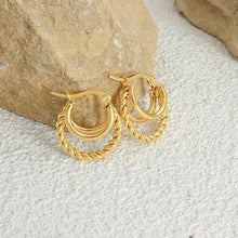 Load image into Gallery viewer, Stainless steel double-layer plain loop twisted chain earrings
