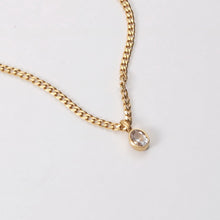 Load image into Gallery viewer, 18K gold stainless steel oval zircon pendant thick chain necklace
