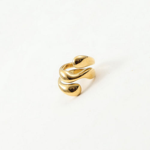 18K gold stainless steel spiral three-layer smooth ring