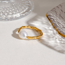Load image into Gallery viewer, Stainless steel pearl twisted knot open ring