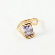 Load image into Gallery viewer, 18K gold stainless steel purple zircon ring