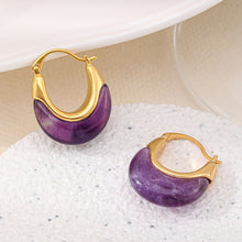 Load image into Gallery viewer, Natural amethyst U-shaped earrings