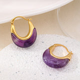 Natural amethyst U-shaped earrings