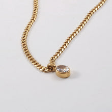 Load image into Gallery viewer, 18K gold stainless steel oval zircon pendant thick chain necklace