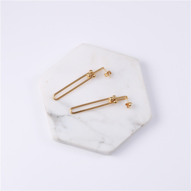 Golden chain stainless steel earrings