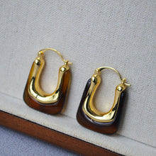 Load image into Gallery viewer, Caramel-colored resin alloy U-shaped earrings for autumn and winter