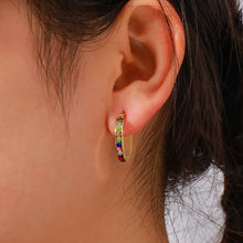 Load image into Gallery viewer, 18K real gold electroplated stainless steel earrings with zirconium ear buckles