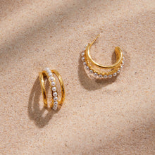Load image into Gallery viewer, Stainless steel pearl C-shaped earrings