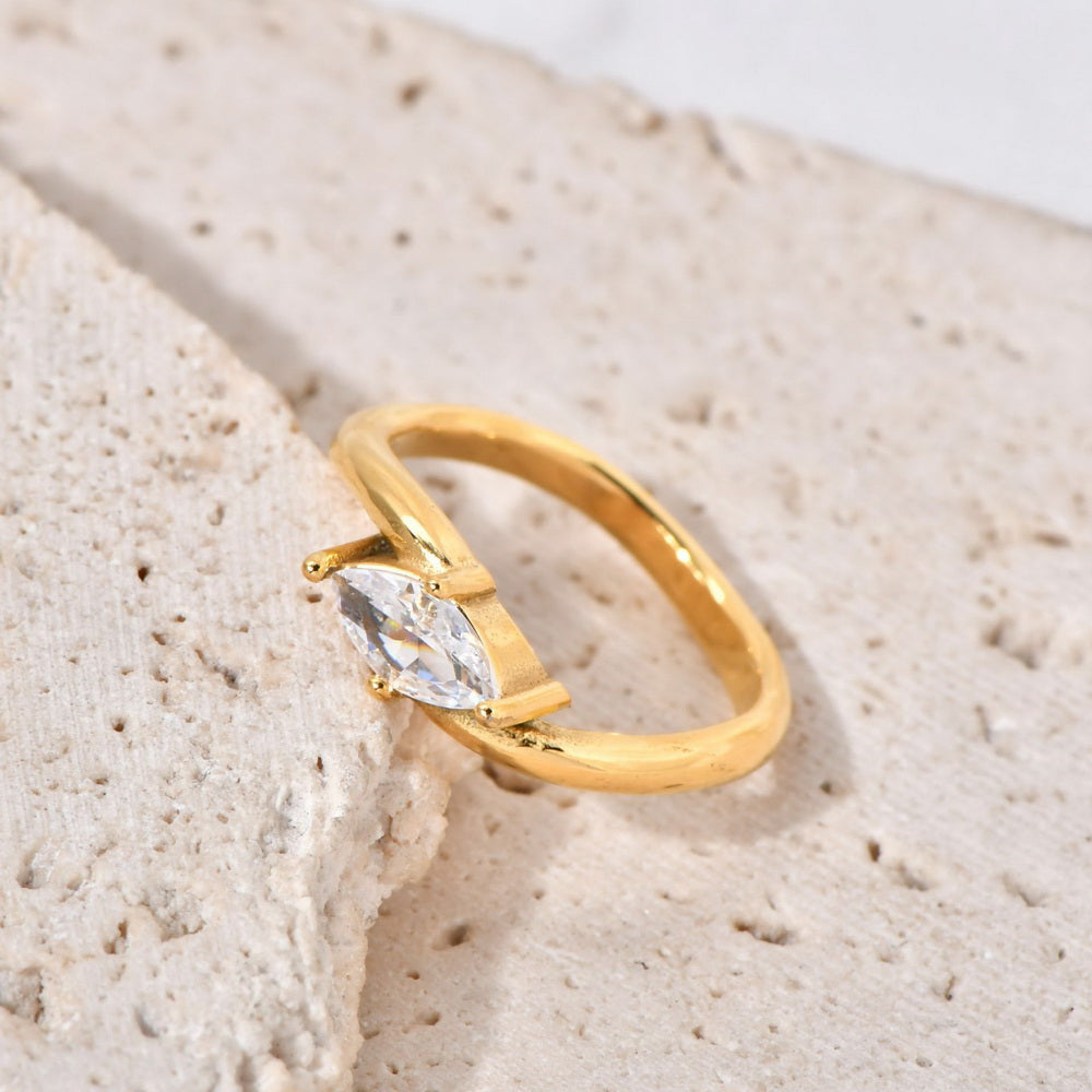 Stainless steel zirconium-encrusted ring