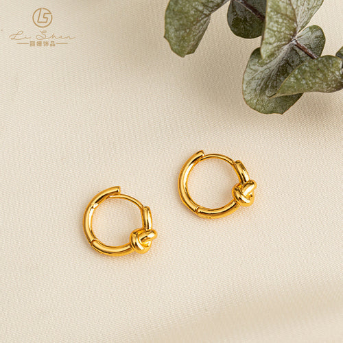Golden French plain ring ear buckles