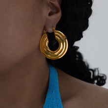 Load image into Gallery viewer, Stainless steel textured circular earrings