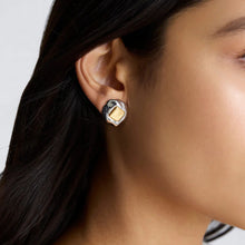 Load image into Gallery viewer, Stainless steel two-tone color-blocking square earrings