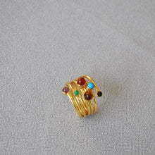 Load image into Gallery viewer, A multi-layer wound line inlaid natural stone brass gold-plated ring
