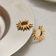 Load image into Gallery viewer, 18K gold stainless steel sun earrings