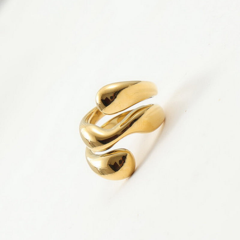 18K gold stainless steel spiral three-layer smooth ring