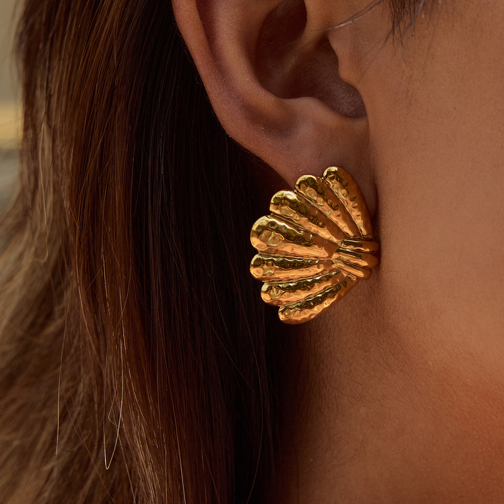 18K gold stainless steel shell earrings