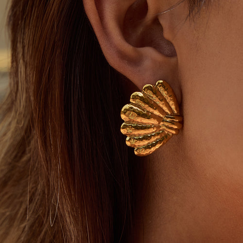 18K gold stainless steel shell earrings