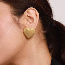 Load image into Gallery viewer, Golden stainless steel heart-shaped earrings