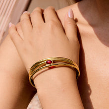 Load image into Gallery viewer, Stainless steel red natural stone open bracelet