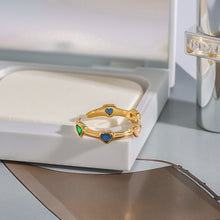 Load image into Gallery viewer, Heart-shaped zircon stainless steel ring