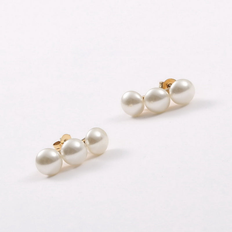 18K gold stainless steel pearl earrings
