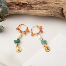 Load image into Gallery viewer, Colored natural stone long earrings