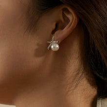 Load image into Gallery viewer, S925 sterling silver bow earrings set with zircon pearl stud earrings