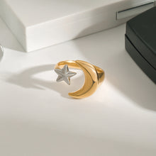 Load image into Gallery viewer, Star and Moon stainless steel ring