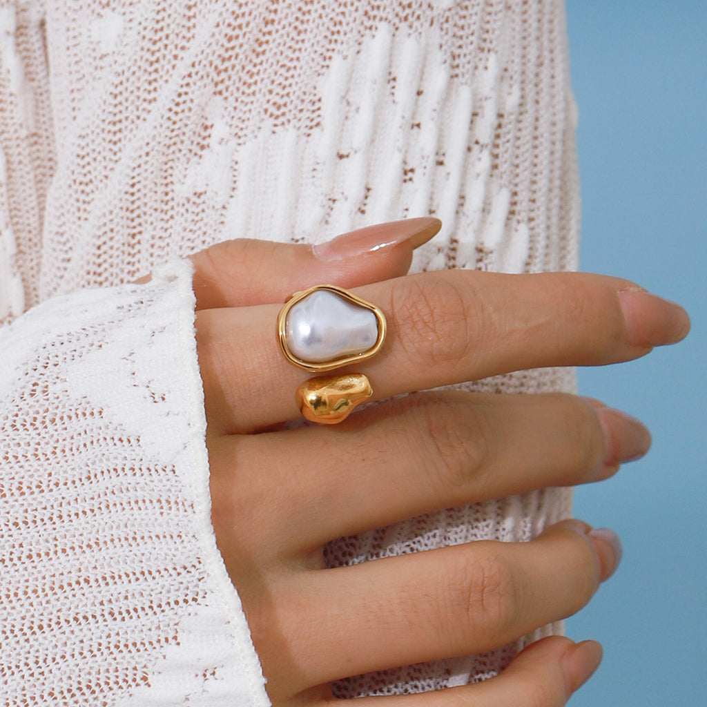 Stainless steel special-shaped pearl ring